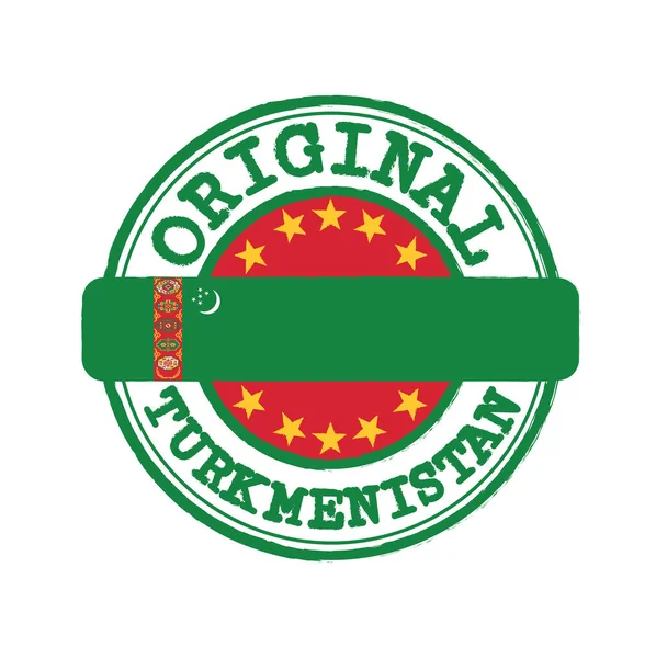 Vector Stamp Original Logo Text Turkmenistan Tying Middle Nation Flag — Stock Vector