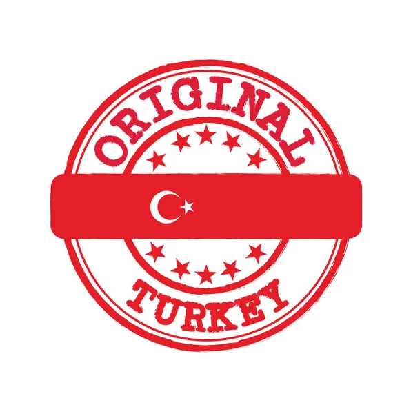 Vector Stamp Original Logo Text Turkey Tying Middle Nation Flag — 스톡 벡터