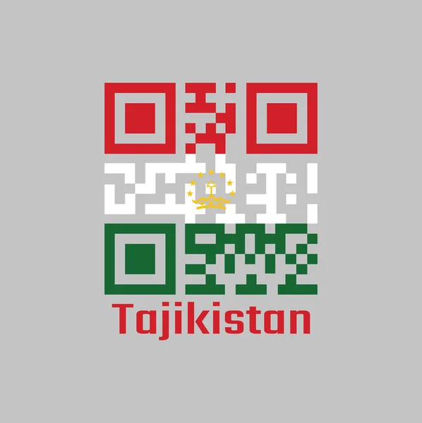 Código Define Cor Bandeira Tajiquistão Vermelho Branco Verde Carregado Com — Vetor de Stock