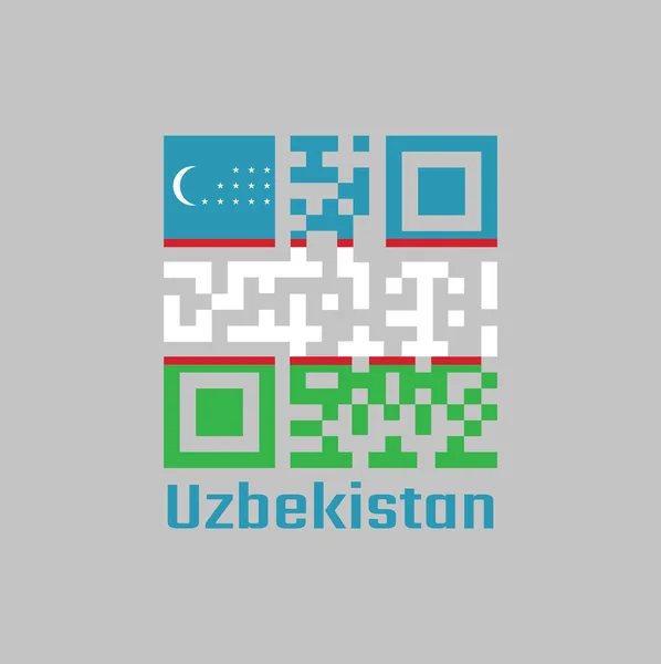 Code Définit Couleur Drapeau Ouzbékistan Rayures Bleu Blanc Vert Séparées — Image vectorielle