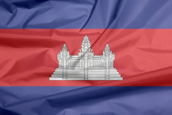 Bandeira Tecido Camboja Vinco Fundo Bandeira Cambojana Azul Vermelho Branco — Fotografia de Stock