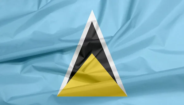 Fabric Flag Saint Lucia Crease Saint Lucia Flag Background Light — Stock Photo, Image