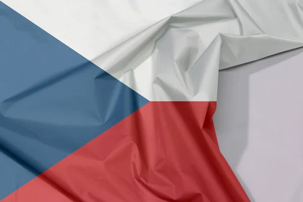 República Checa Tecido Bandeira Crepe Vinco Com Espaço Branco Dois — Fotografia de Stock