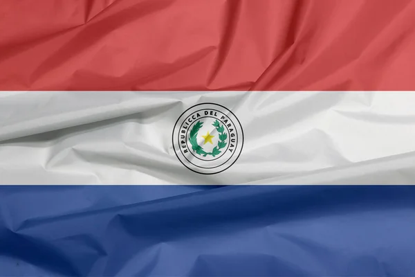 Bandeira Tecido Paraguai Vinco Fundo Bandeira Paraguaia Uma Tribanda Horizontal — Fotografia de Stock