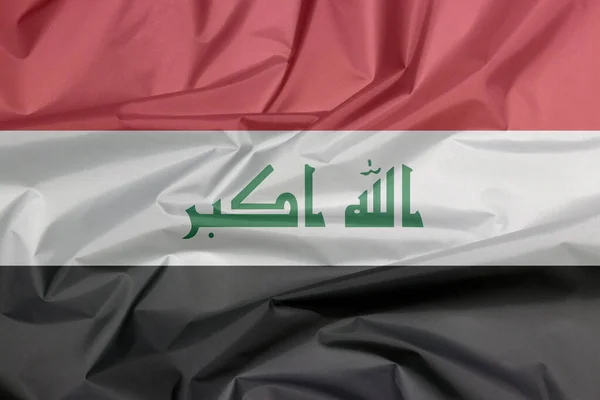 Irácká Vlajka Záhyb Pozadí Irácké Vlajky Horizontální Trikolor Červené Bílé — Stock fotografie