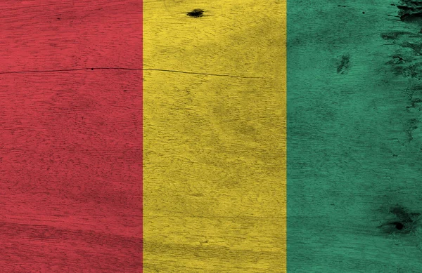 Ahşap Kaplamalı Gine Bayrağı Grunge Gine Bayrağı Dokusu Kırmızı Sarı — Stok fotoğraf