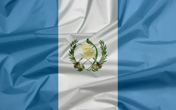 Stofffahne Von Guatemala Falte Der Guatemaltekischen Flagge Hintergrund Blau Weiße — Stockfoto