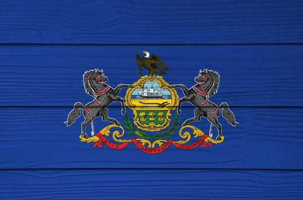 Color Bandera Pensilvania Pintado Sobre Fondo Pared Hoja Cemento Fibra — Foto de Stock