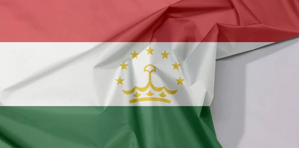 Tajiquistão Tecido Bandeira Crepe Vinco Com Espaço Branco Vermelho Branco — Fotografia de Stock
