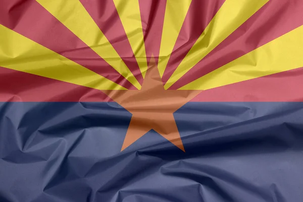 Bandera Arizona Pliegue Fondo Bandera Arizona Los Estados América Rojo — Foto de Stock