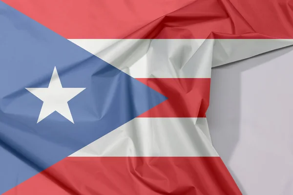 Bandera Tela Puerto Rico Crepé Pliegue Con Espacio Blanco Bandas —  Fotos de Stock