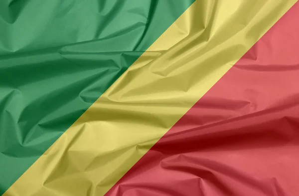 Bandera Tela Del Congo Pliegue Del Fondo Bandera Congoleña Diagonal — Foto de Stock