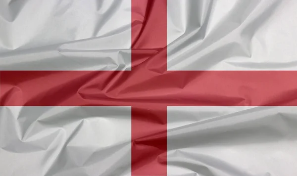 Ткань Флага Англии Складка Фоне Английского Флага Красный Центрированный Крест — стоковое фото