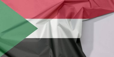Sudan kumaş krep ve beyaz boşluk ile kat, kırmızı beyaz ve siyah; kaldırma tabanlı yeşil üçgen.