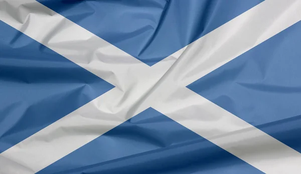 Stofffahne Von Schottland Falte Der Schottischen Flagge Hintergrund Ist Ein — Stockfoto