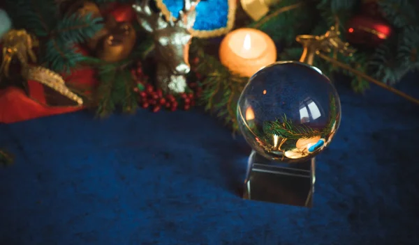 Concepto Adivinación Navidad Predicciones Sobre Cartas Del Tarot Bola Mágica —  Fotos de Stock