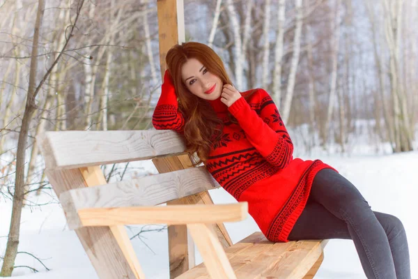 Días Festivos Navidad Invierno Mujer Vacaciones Pie Aire Libre Chica — Foto de Stock