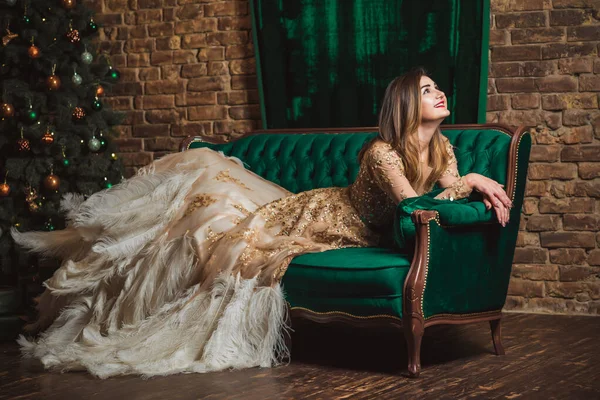 Karácsonyi Ünnepek Arab Este Gyönyörű Ruhát Nagyon Kedves Hölgy Holly — Stock Fotó