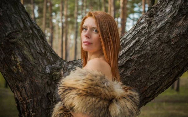 Rousse Scandinave Moderne Viking Femme Ambiance Médiévale Belle Femme Âge — Photo