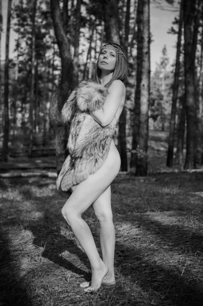 Zrzka Skandinávie Moderní Viking Žena Středověká Atmosféra Atraktivní Žena Středního — Stock fotografie