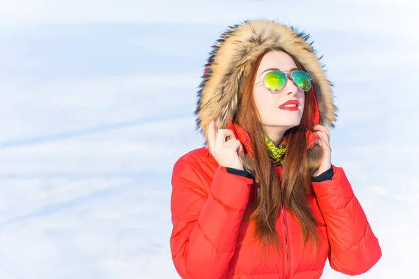 Close Side Beauty Portrait Young Attractive Woman Breathing Fresh Air — Stock Photo, Image