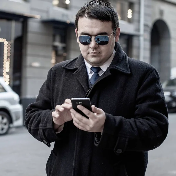 Worried Man City Streets Life Businessman Manager Office Worker Plump — Stock Photo, Image