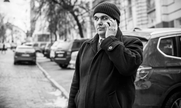 Worried Man City Streets Life Businessman Manager Office Worker Plump — Stock Photo, Image