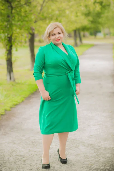 Retrato Agradável Senhora Gordo Estilo Vida Mulher Elegante Mulher Gordinha — Fotografia de Stock