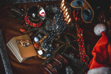 Kış tahmini, sihirli ayinler, Tarot kartları. Sihirli konsept