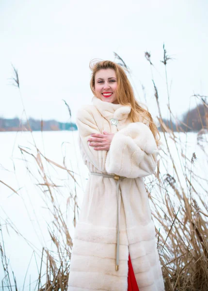 Winterferienkonzept Inspiration Und Märchenhafte Kälte Frau Warmer Stylischer Kleidung Ziemlich — Stockfoto