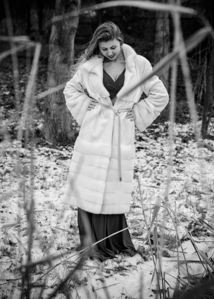 Концепція Зимових Свят Натхнення Казковий Холодний Час Жінка Теплому Стильному — стокове фото