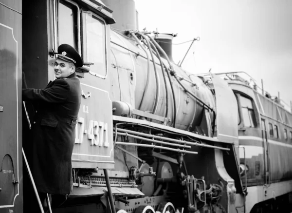 Conduttore Treno Europeo Americano Servizio Binario Altri Treni Ferrovie Treni — Foto Stock