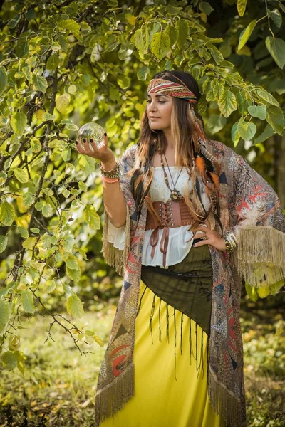 Gypsy Woman Predict Future Boho Mystical Style Gypsy Lady Magical — Stock Photo, Image