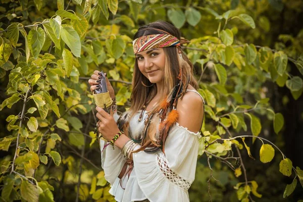 Zigeunerin Sagt Zukunft Voraus Boho Mystischer Stil Zigeunerin Mit Magischem — Stockfoto