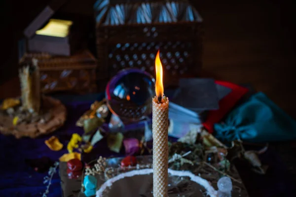 Κερί Μαγεία Χύτευση Και Τον Καθαρισμό Αύρα Κερί Και Κερί — Φωτογραφία Αρχείου