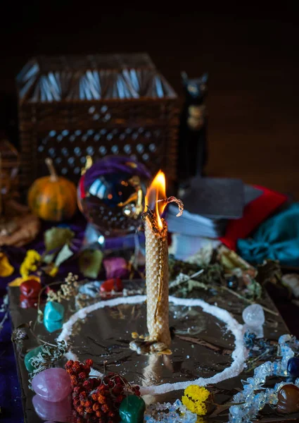 Magia Delle Candele Fusione Pulizia Aura Con Cera Candela Incantesimo — Foto Stock