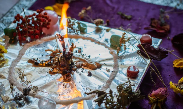 Magia Velas Aura Fundición Limpieza Con Cera Vela Hechizo Amor — Foto de Stock