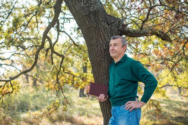 Mature European man with a good mood, outdoor portrait. The concept of life after 50 years