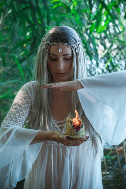 Efsaneler, yaratıklar ve peri masalları için resimli fotoğraf. Nemfomanla mistik sahne