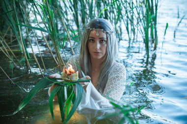 Efsaneler, yaratıklar ve peri masalları için resimli fotoğraf. Nemfomanla mistik sahne