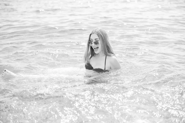 Woman Rest Having Fun Sea Good Mood Vacation Warm Weather — Stock Photo, Image