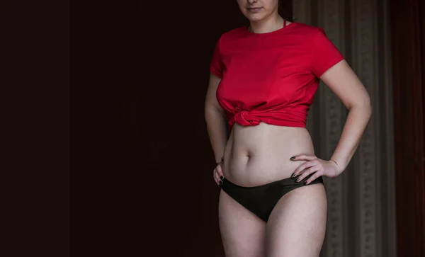 Utanma Her Biri Güzel Gerçek Kadın Vücudu Rötuş Yok Vücut — Stok fotoğraf