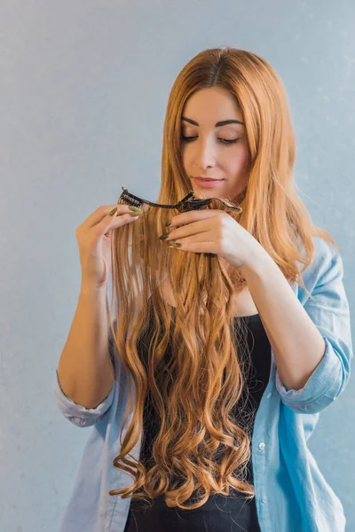 Perruques Cheveux Synthétiques Naturels Concept Beauté Des Femmes — Photo