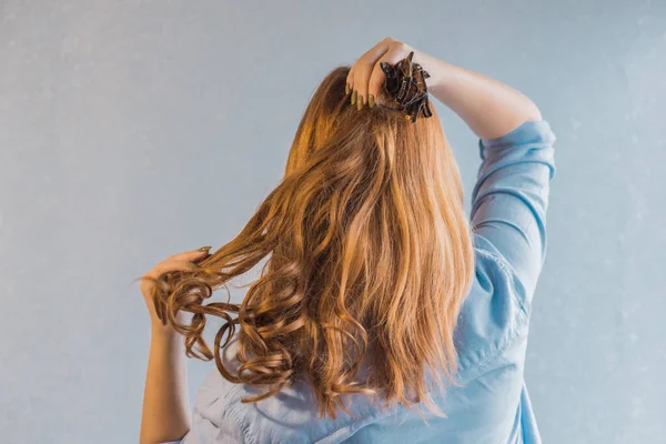 Perruques Cheveux Synthétiques Naturels Concept Beauté Des Femmes — Photo