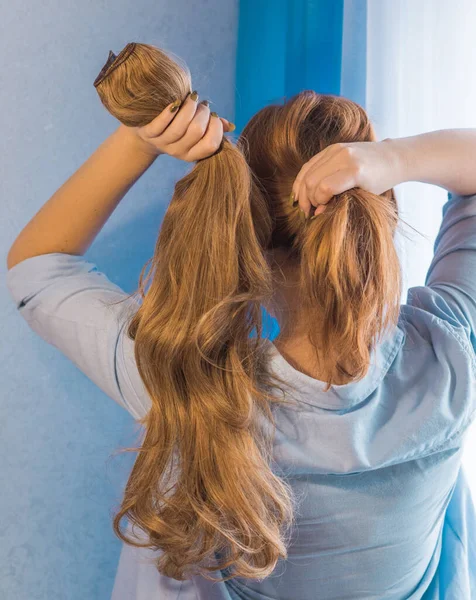 Pruiken Synthetisch Natuurlijk Haar Schoonheidsconcept Voor Vrouwen — Stockfoto