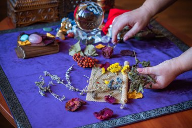 Candle magic. Wax handmade candles, esoteric and occultism concept