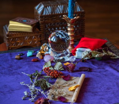 Candle magic. Wax handmade candles, esoteric and occultism concept