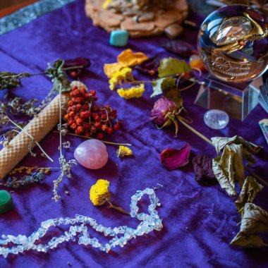 Candle magic. Wax handmade candles, esoteric and occultism concept