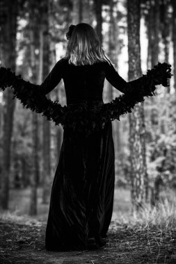 Cadı kostümü, sihirli konsept, parti veya karnaval için illüstrasyon, mistik moda tarzı