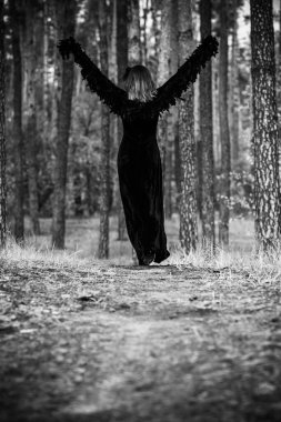 Cadı kostümü, sihirli konsept, parti veya karnaval için illüstrasyon, mistik moda tarzı